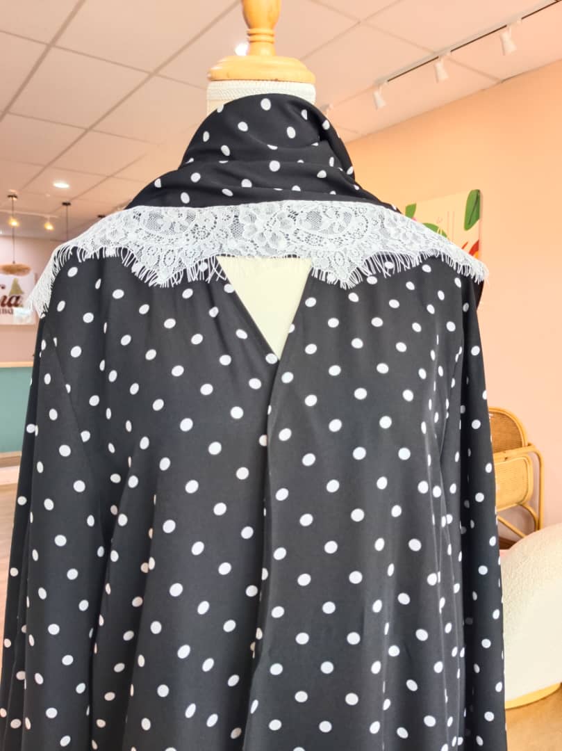 Ellia White Outer Abaya & Shawl - Image 3