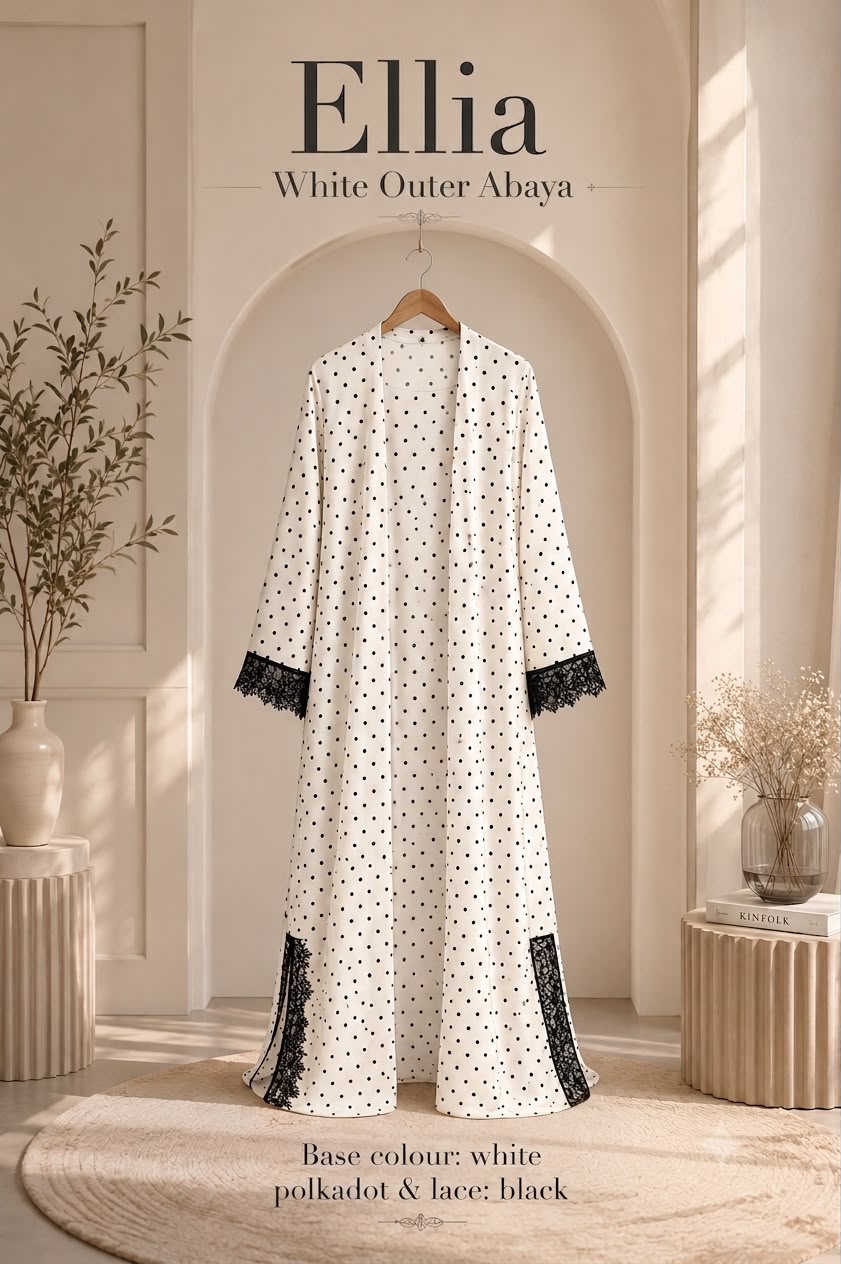 Ellia White Outer Abaya & Shawl