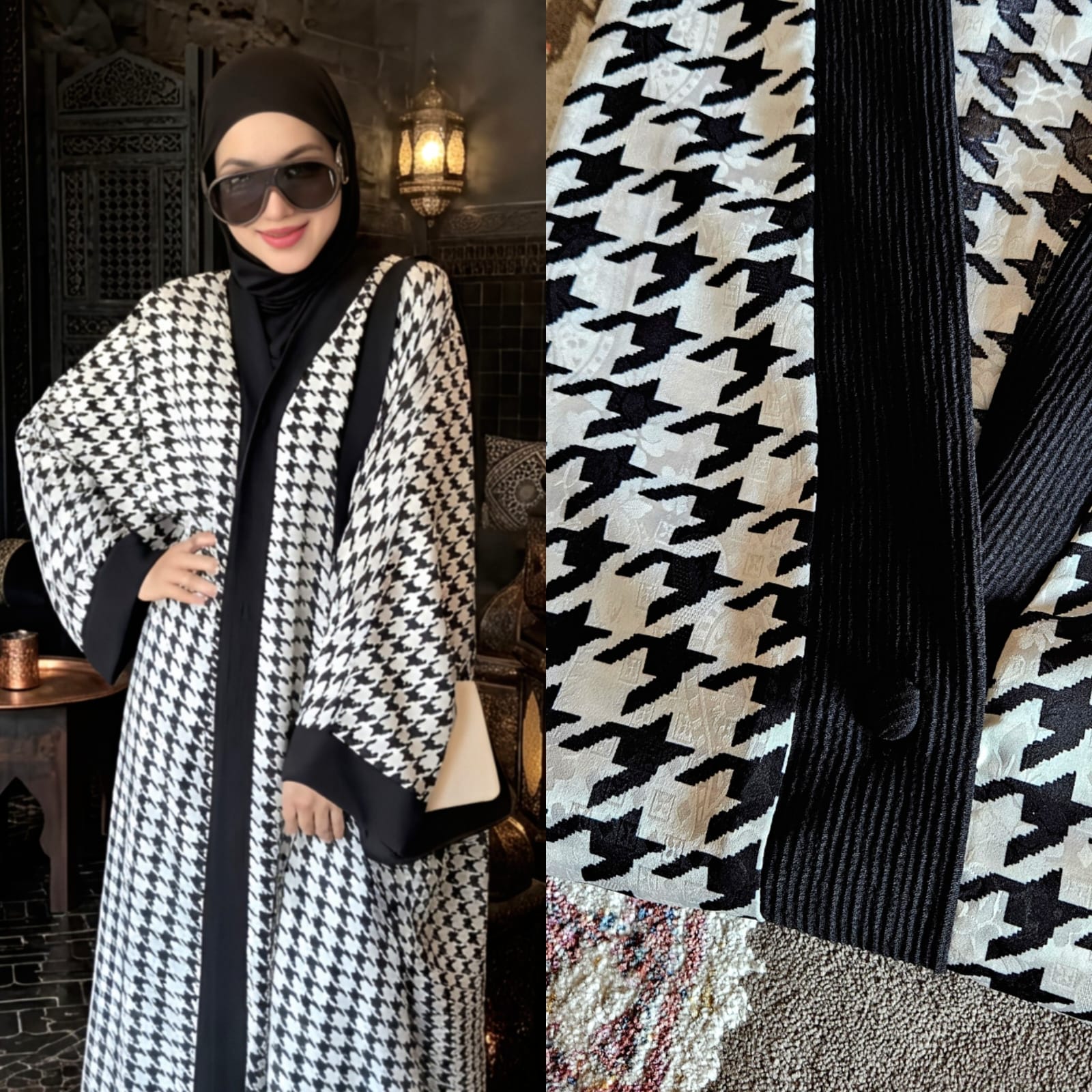 Todias Houndstooth Outer Abaya - Image 3